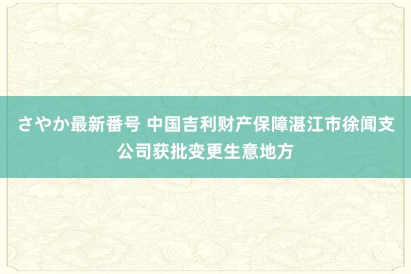 さやか最新番号 中国吉利财产保障湛江市徐闻支公司获批变更生意地方