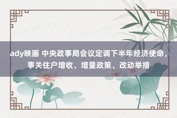 ady映画 中央政事局会议定调下半年经济使命，事关住户增收、增量政策、改动举措