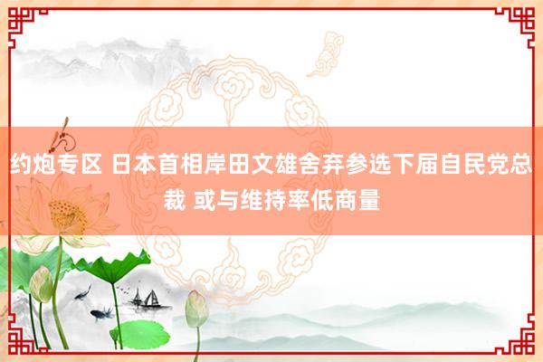 约炮专区 日本首相岸田文雄舍弃参选下届自民党总裁 或与维持率低商量