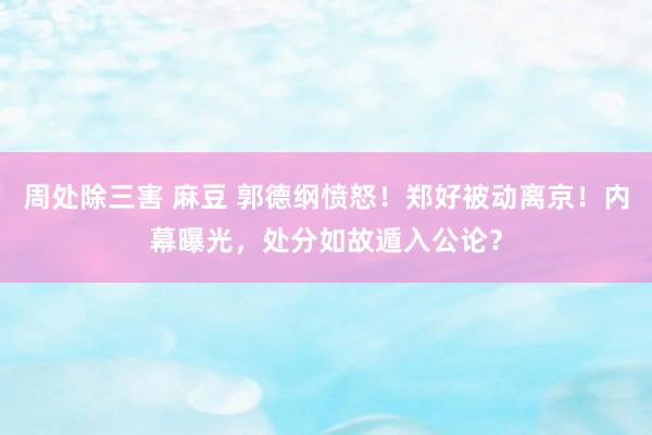 周处除三害 麻豆 郭德纲愤怒！郑好被动离京！内幕曝光，处分如故遁入公论？