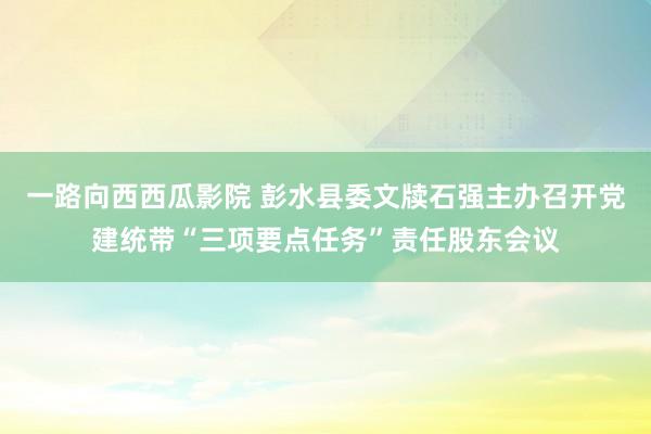 一路向西西瓜影院 彭水县委文牍石强主办召开党建统带“三项要点任务”责任股东会议